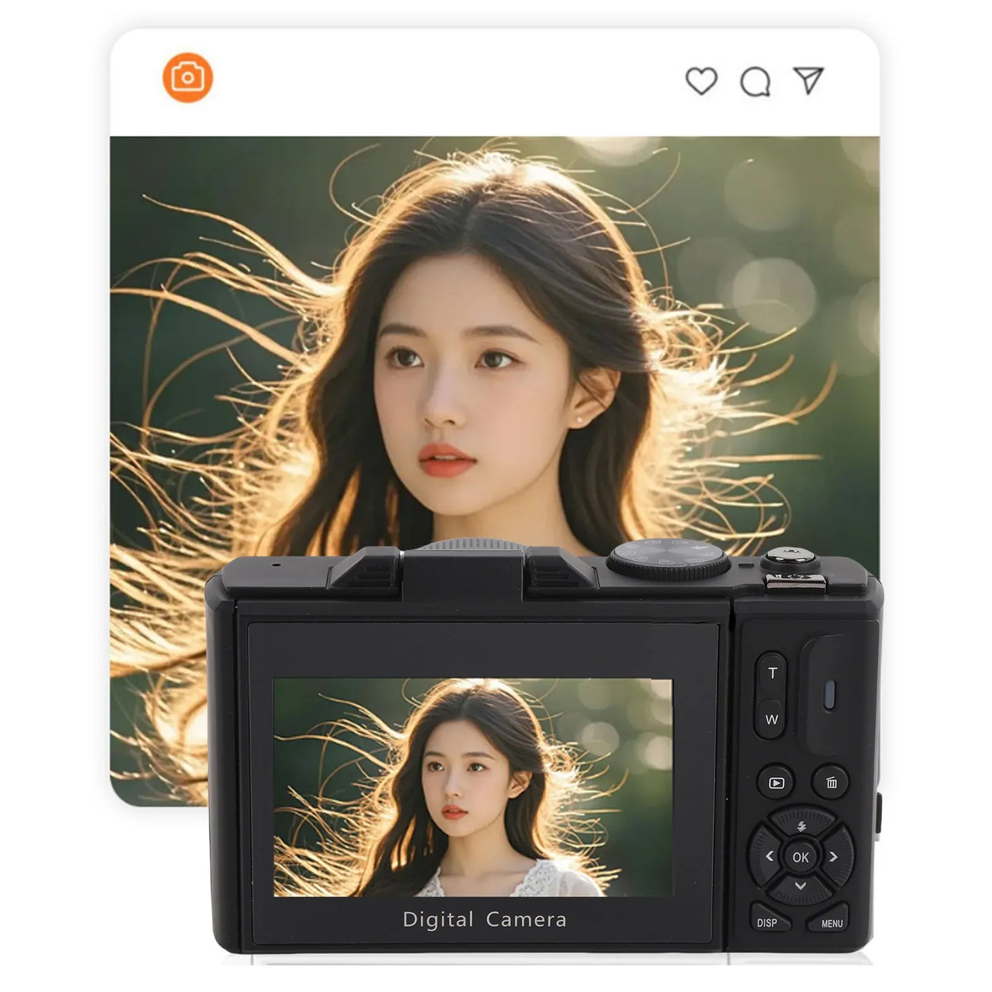 Camera with Flash 18XAF Autofocus Compact High Definition 5K Digital Camera Portable 3 Inch Screen for Video