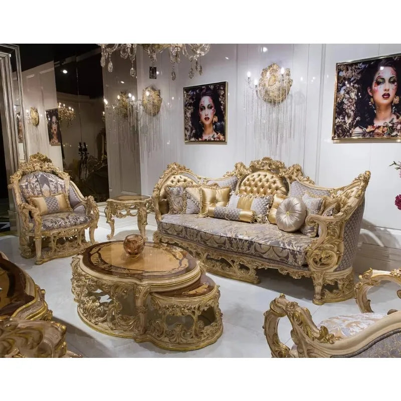Royal antique sofa European classic fabric Dubai sofa living room sofa set