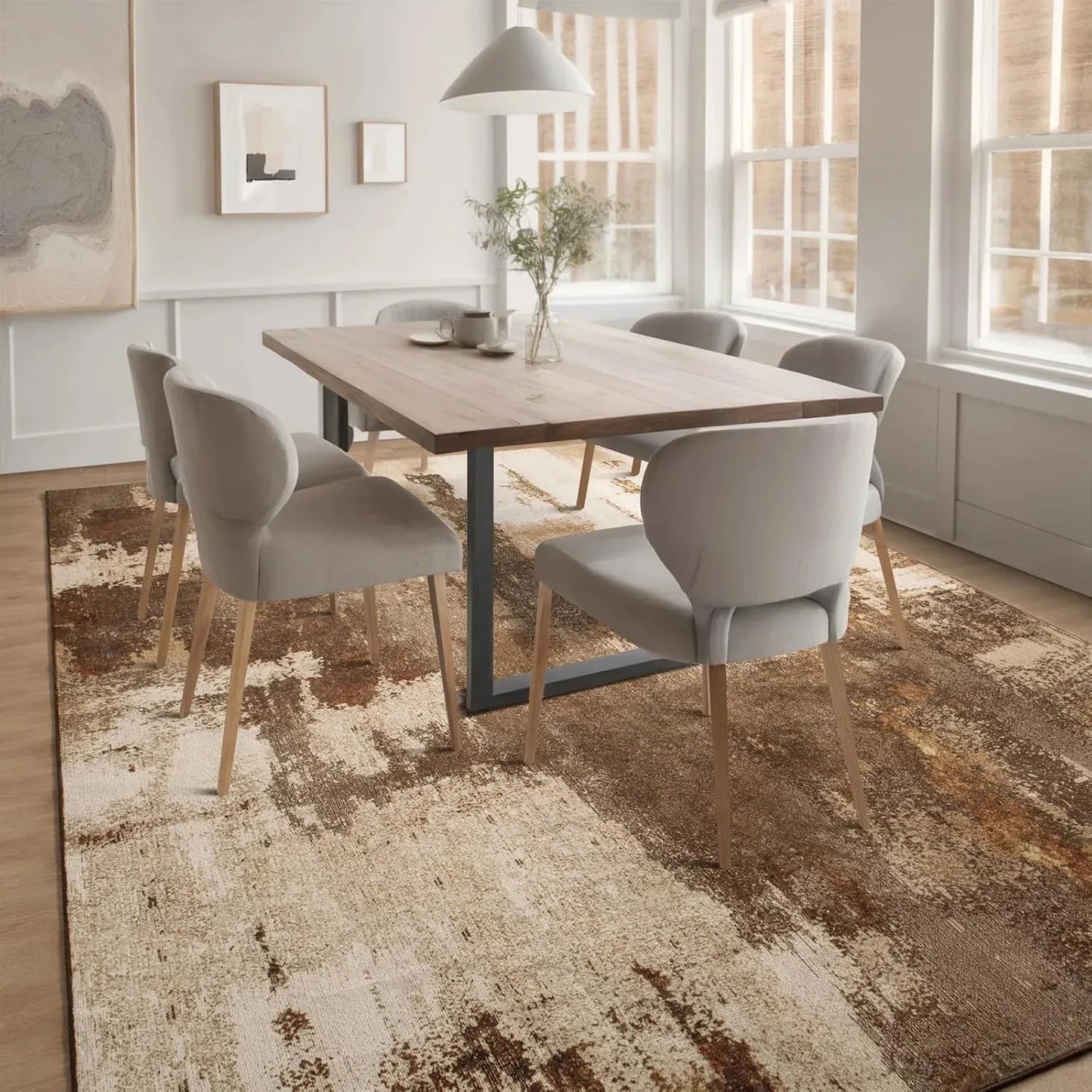 Area Rugs for Living Room, Machine Washable Vintage Rug, Non-Slip Low Pile Throw Rugs with Rubber Backing Washable Carpet