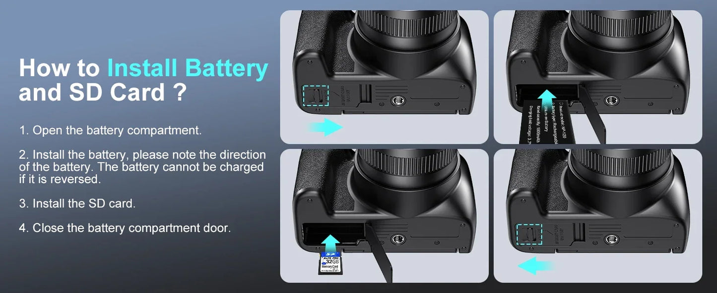 72MP Digital Camera 180° Flip Screen 3 lnch SLR DSLR 4K Camera for Photography 12X Optical Zoom Autofocus Anti-Shake Camera