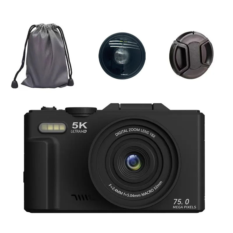 5k HD Digital Camera 75MP 18X Zoom AF Automatic Zoom 3-inch Flip Screen WIFI Web Camcorder Student Travel Shooting Vlog Cameras