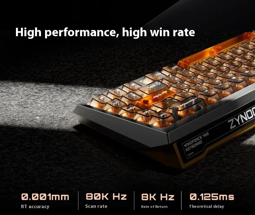 ZYNOO Y65 Magnetic Switch Keyboard Wired Gaming Aluminum Alloy 8K RGB Mechanical Keyboard 0.001mm RT Gasket Keyboard PC Gamer