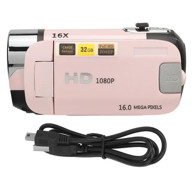 1080P HD 16MP Digital Camera 2.4 Inch Rotatable Screen Camcorder 16X Zoom HD Anti-shock Video Recorder with Fill Light