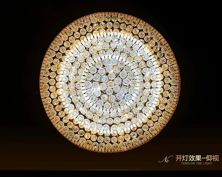 Nordic Modern Golden Round Ring Hanging Light Modern LED Crystal Ceiling Chandelier Lamp For Dinning Living Room Hall Home Decor