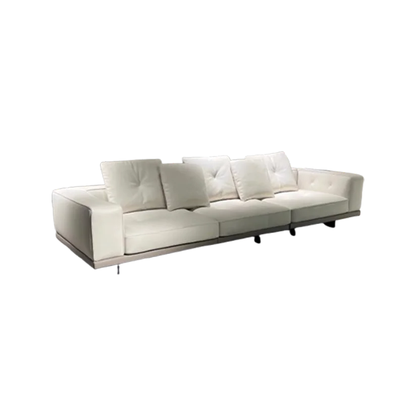 Large Nordic Italian Sofa Luxury Beige Leather Designer Modern Double Couch Living Room Chaise Canape Salon Home Furniture