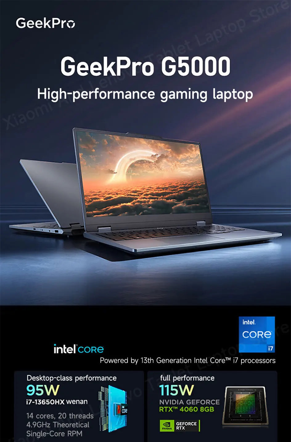 Lenovo Gaming Loptop LEGION GeekPro G5000 15.6“144Hz Intel I7-13650HX 16/32G DDR5 512G/1TB/2TB Pcie 4.0 SSD RTX4060 Notebook PC