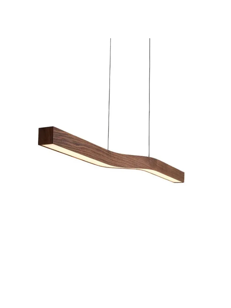 Modern Walnut Led Long Pendant Lights for Kitchen Island Dining Room Study Room Hanging Lamp Ceiling Chandeliers Wood Wooden