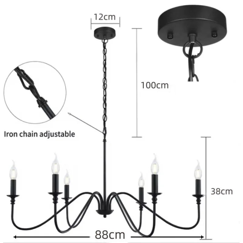 Retro Loft Living Room Chandelier Lighting E14 Vintage American Style Black/Gold Ceiling Chandelier Household Dining Room Light