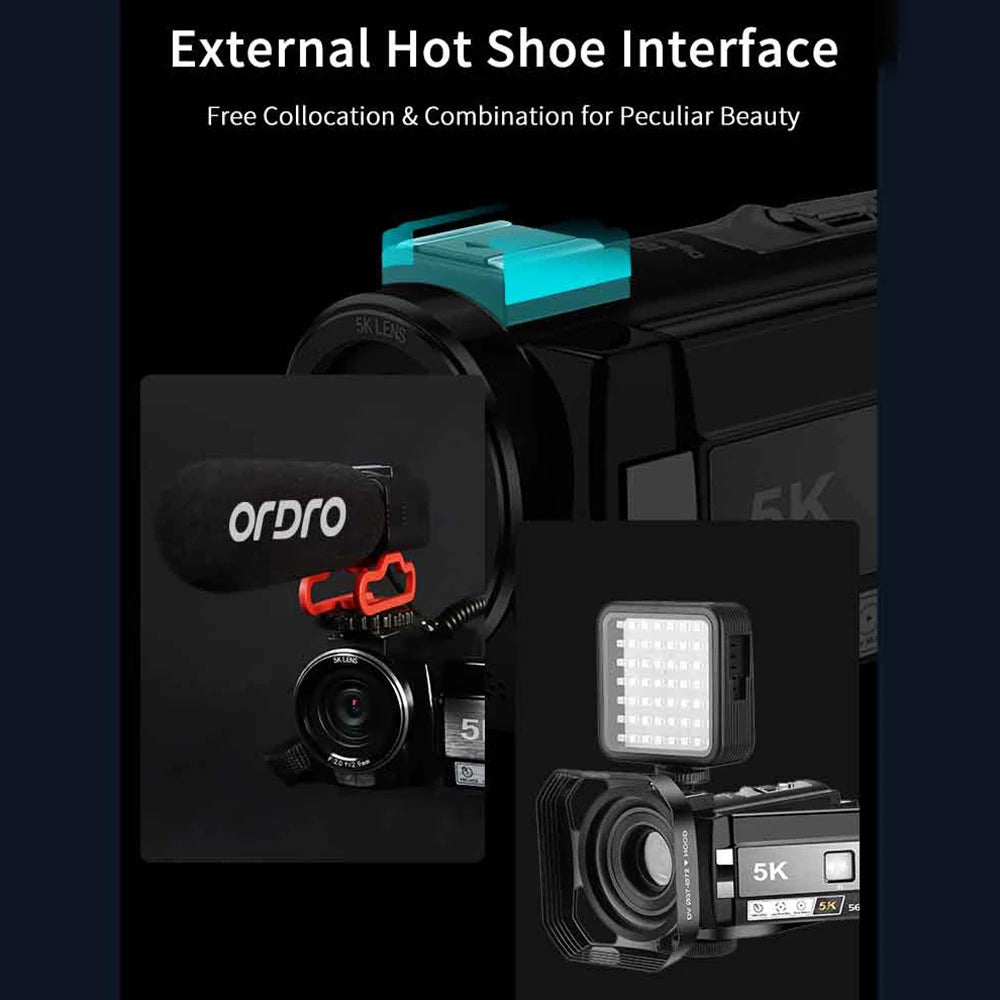 ORDRO HDR-AE20 5K Digital Video Camera WiFi Camcorder DV Recorder 3.0 Inch IPS Touch Panel 56MP 18X Digital Zoom Time-lapse