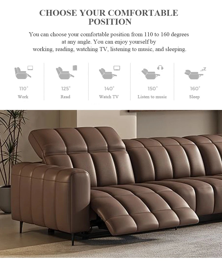 Leather Sofa Electric Recliner Sectional Home Theater Seating Manual Power Reclining Set Genuine Furniture Living Room