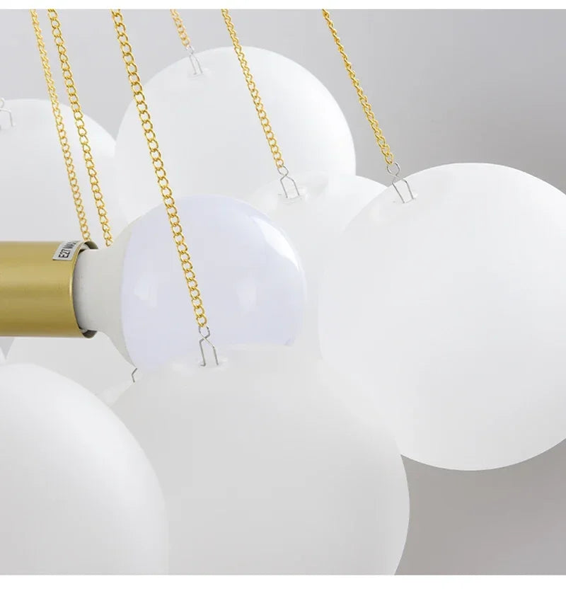 Nordic Bubble Glass Chandelier for Living Dining Table Room Decoration Frosted Glass Gold Black LED Ceiling Pendant Light