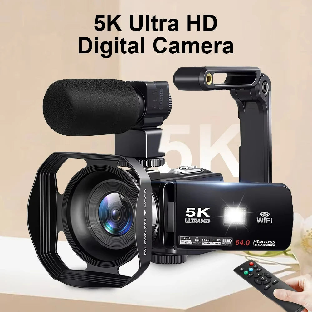 New 5K Ultra HD Digital Camera 60FPS 18X Zoom 3 Inch LCD Touch Screen Ultra HD WIFI Recording Camcorder Portable Digital Camera