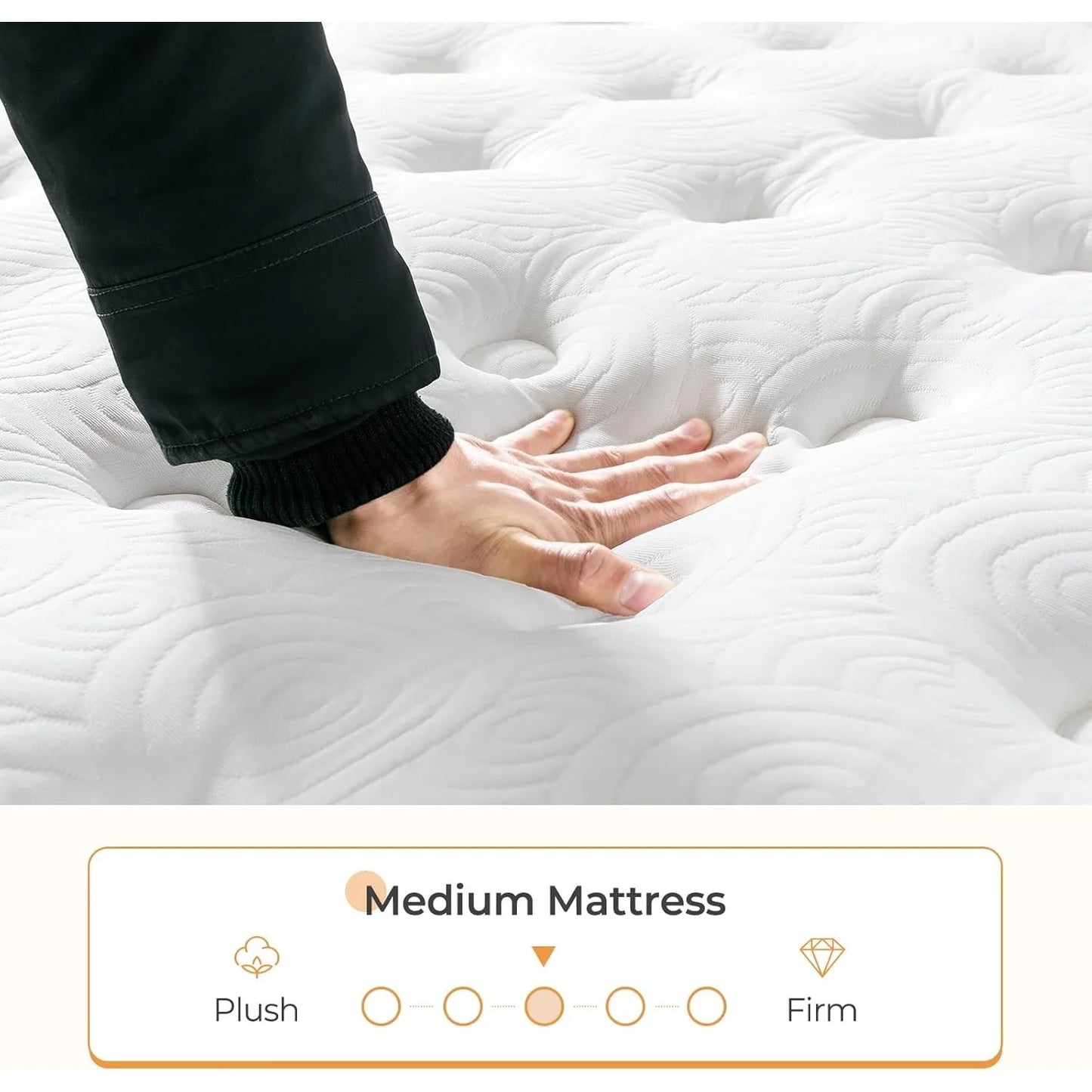 Vesgantti 10.6 Inch Pocket Sprung Mattress with Breathable Foam and Individually Pocket Spring - Medium, Upgraded Pillow Top
