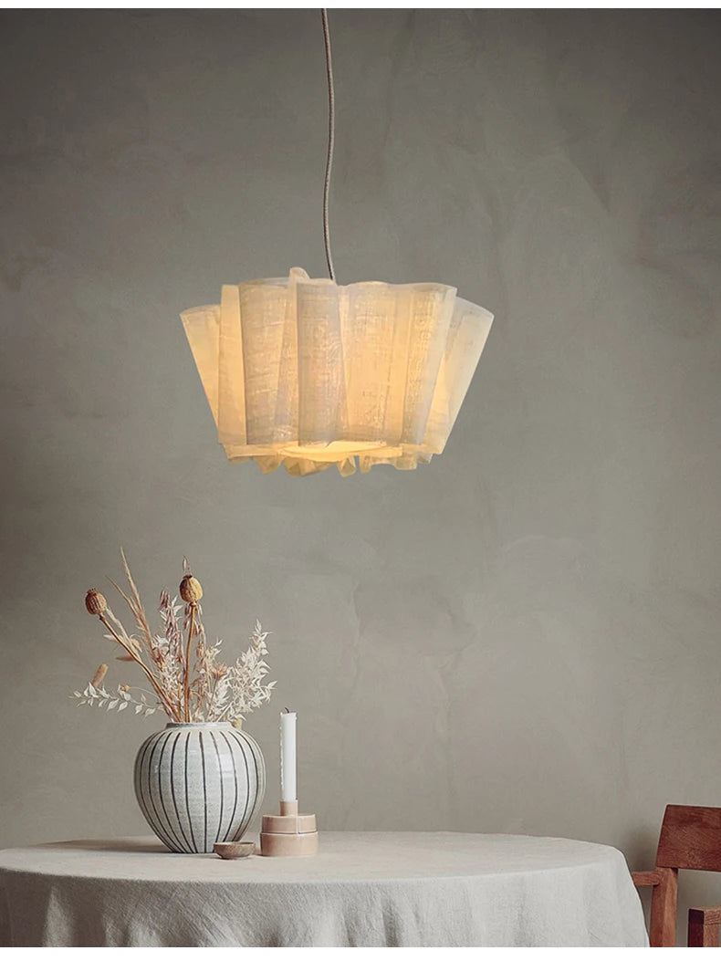Handmade fabric LED chandelier Japanese retro study bar homestay living room fabric lighting