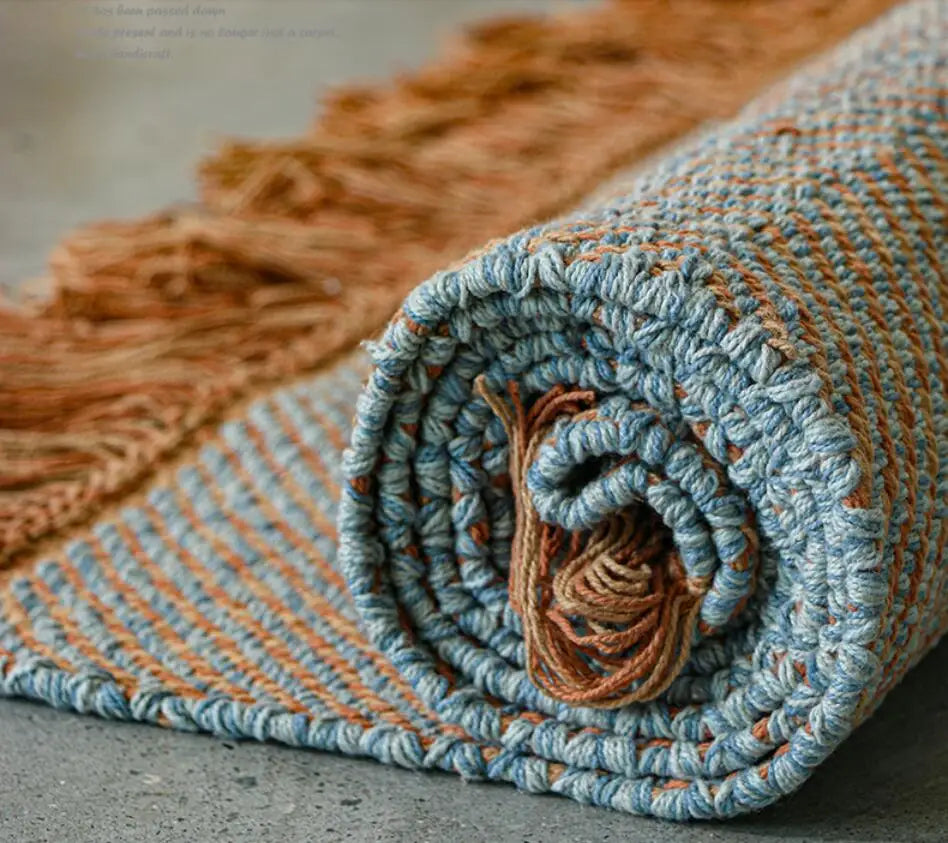 Kilim Cotton Linen Woven Carpets for Living Room Home Bedroom Rug Sofa Coffee Table Bedside Mat Modern Carpet with Tassel Tapis