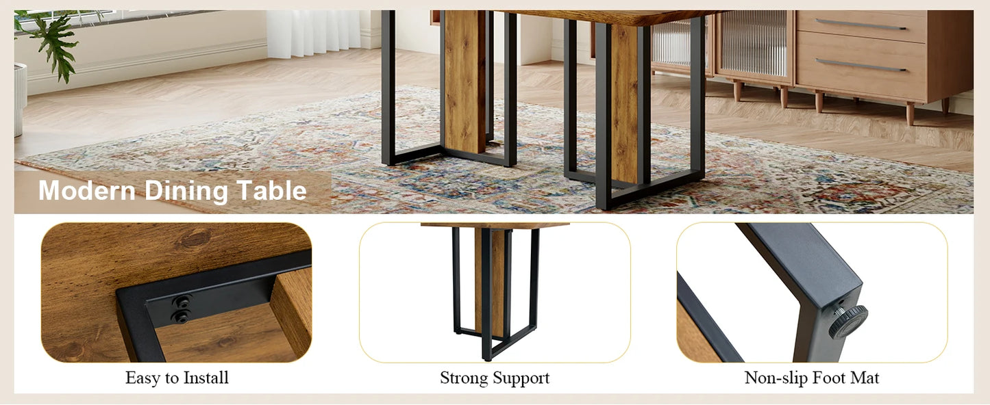 Large Dining Table Set for 10,79" Rectangle Wood Dining Table Set with 10 Cushion Upholstered Chairs,10 Seat Dining Table Set