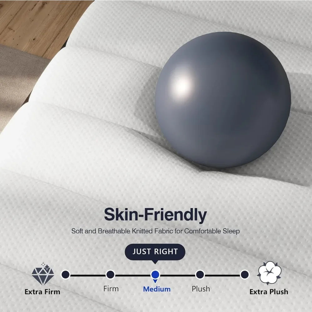King Mattress, 14 Inch Hybrid Cal King Mattress in A Box,Memory Foam Mattress California King Size with Individual Pocket Spring