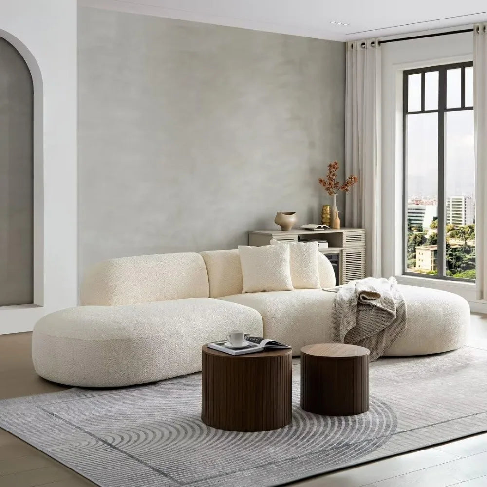 135"Curved Sectional Sofa,Modern Boucle Fabric Upholstered Modular Couch Oversized 6-Seat Sofa for Living Room,Bedroom,Apartment