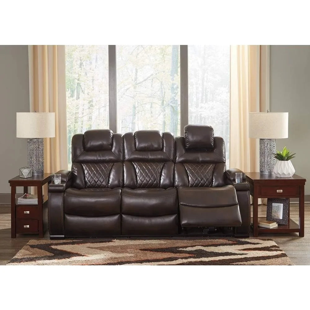 Warnerton Faux Leather Power Reclining Sofa with Adjustable Headrest living room furniture