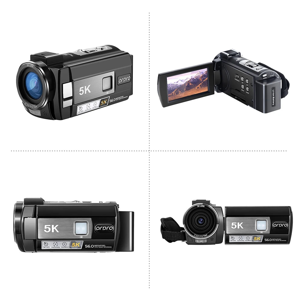 ORDRO HDR-AE20 5K Digital Video Camera WiFi Camcorder DV Recorder 3.0 Inch IPS Touch Panel 56MP 18X Digital Zoom Time-lapse