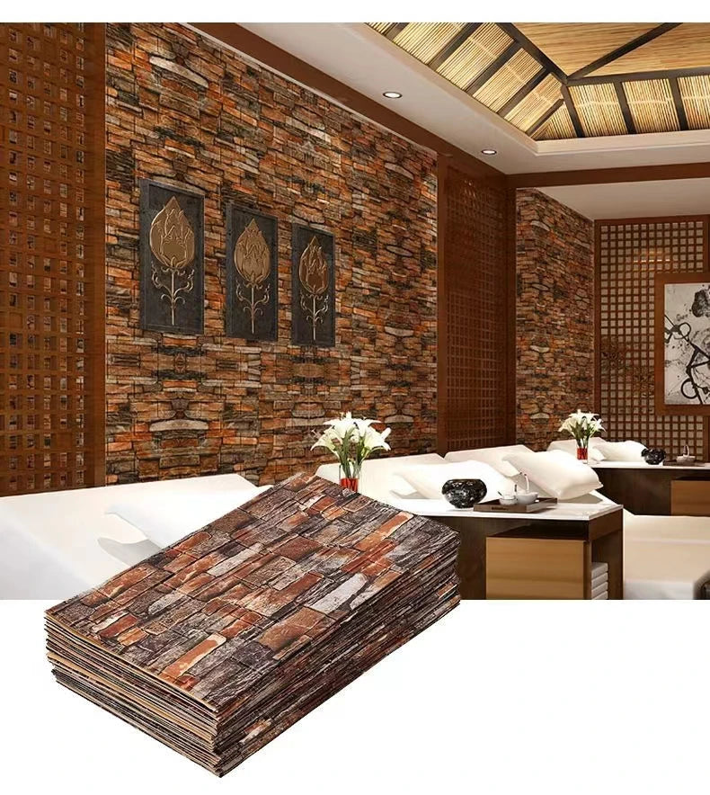 70cmx1/5/10m 3D Wallpaper Decoration Self-adhesive Antique Foam Brick Wallpaper Living Room Bedroom Waterproof 3d Wall Sticker
