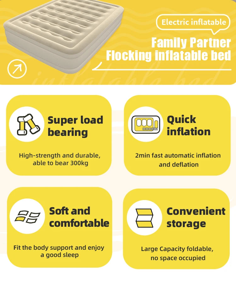 Luxury Twin Size Automatic Inflatable Mattress Camping air Bed with Carry Bags Manufacture Directly Supply