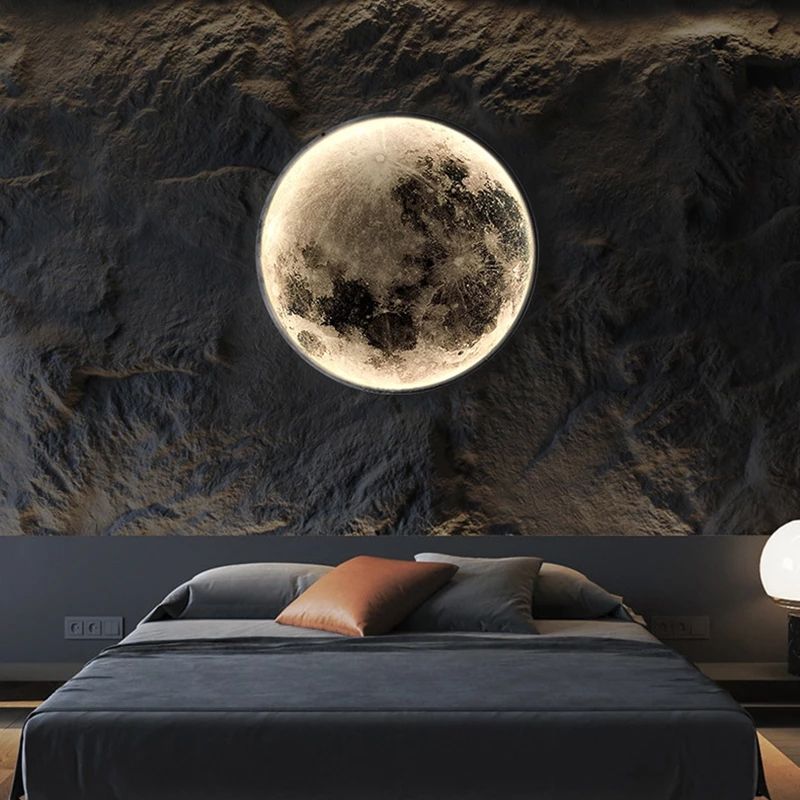 Nordic Modern Designer Art Minimalist Moon Wall Lamp Foyer Gallery Background Bedroom Bedside Roof Creative Decoration Hotel Bar