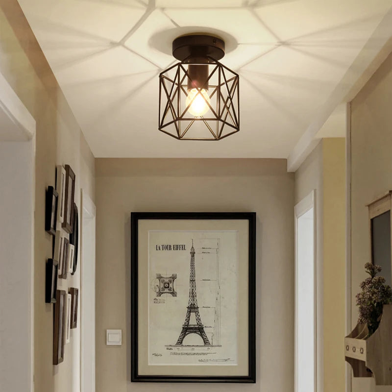 Industrial Pendant Light Adjustable Hanging Lamp for Ceiling Light Fixture Metal Cage Chandelier Lighting for Island Dining Room