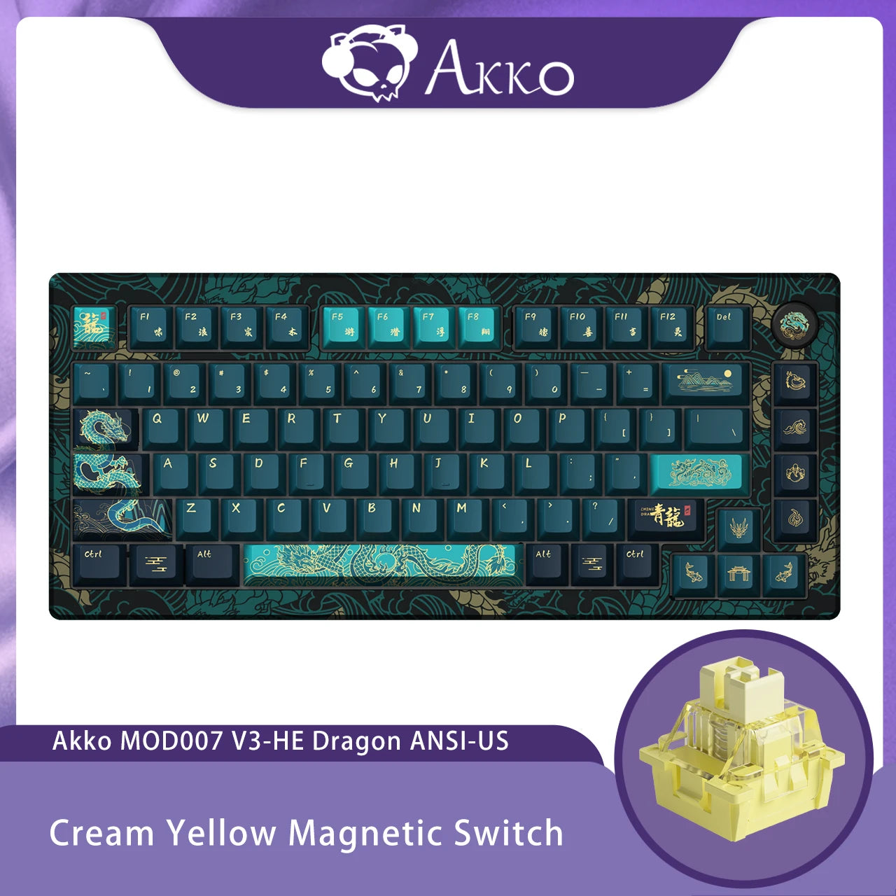 Akko MOD007 HE Year of Dragon Rapid Trigger Mechanical Keyboard 75% Magnetic Switch RGB 8K Polling Rate RT0.01mm Gaming Keyboard
