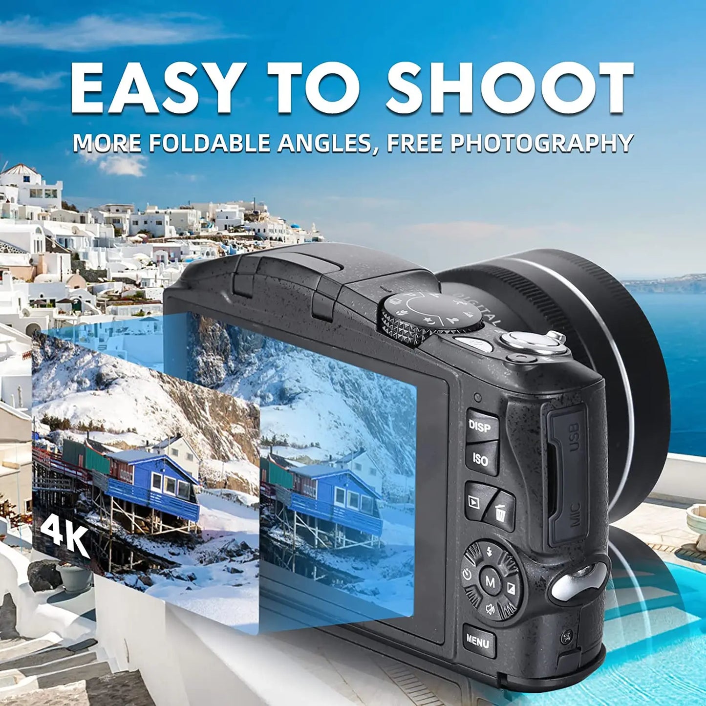 NBD Digital Camera for Photography and Video 4K 48MP Vlogging Camera for YouTube 16X Digital Zoom 52mm Wide Angle & Macro Lens