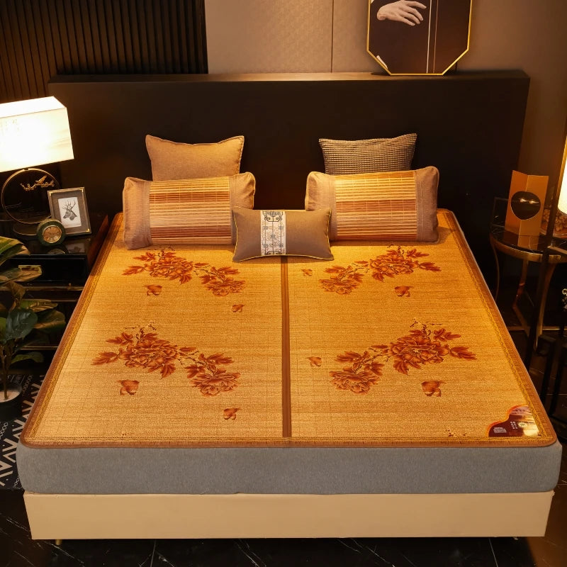 Double Fold Cool Mattress Summer Sleep Mat 100% Bamboo Mat Natural Comfortable High-quality Printed Mattress 1.8/2.0 Dormitory