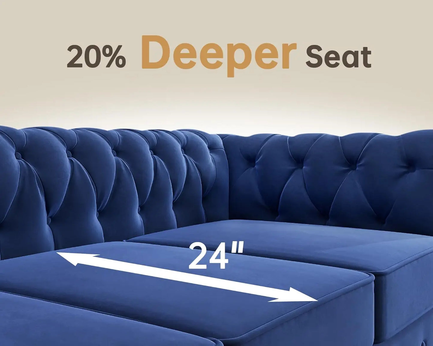 Chair for Living Room,Velvet No Sagging, Living 24'' Comfy Seat Depth, Accent Tool-Free Assemble