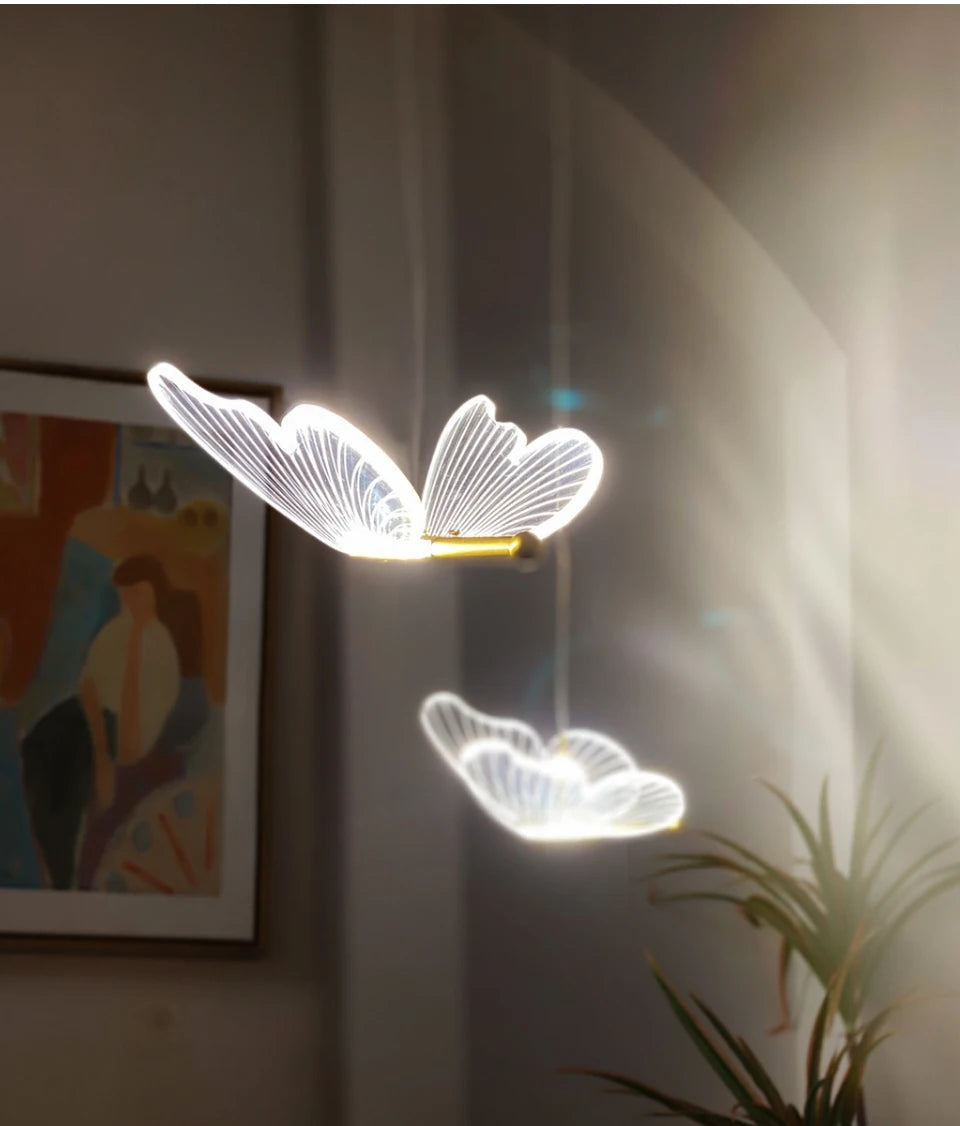 Butterfly Chandelier LED Ceiling Pendant Light Hanging Lamp Dining Living Room For Home Decora Indoor Lighting Bedroom Luminaire