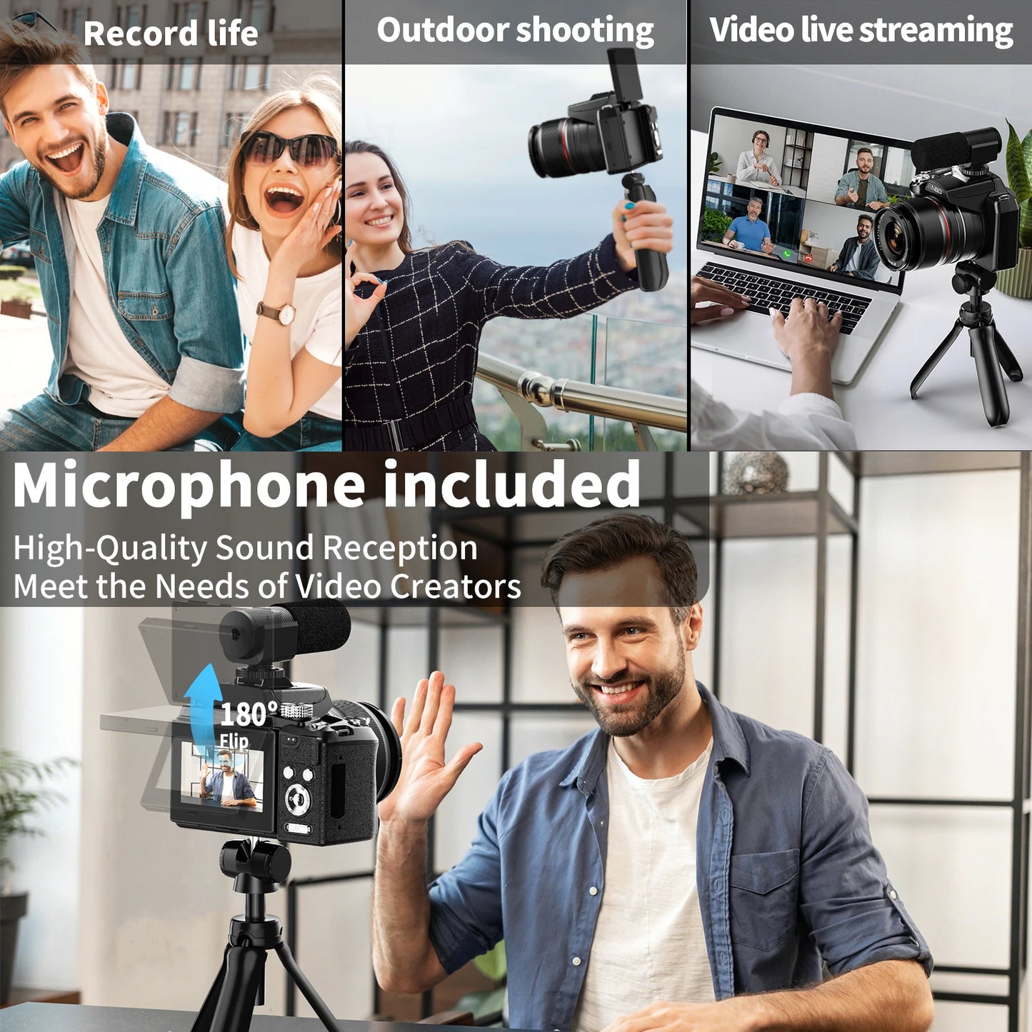 NBD 64MP Digital Cameras for Photography, 16X Optical Zoom Camera with WiFi & App Control,5K Camera with 180°Flipable Screen