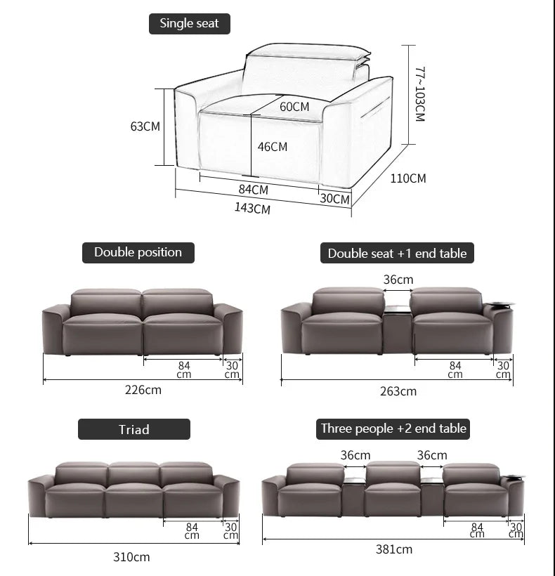 Modern Multifunctional Electric Recliner Sofa Home Theater Video Room Genuine Leather Fabric Wood for Living Video Hall