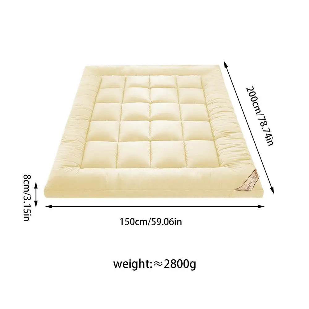 Soft Filling Mattress Pad Soft Down Velvet Tatami Mats Mattress Fluffy and Breathable Relieve Body Stress Soft Cushion Anti-Slip