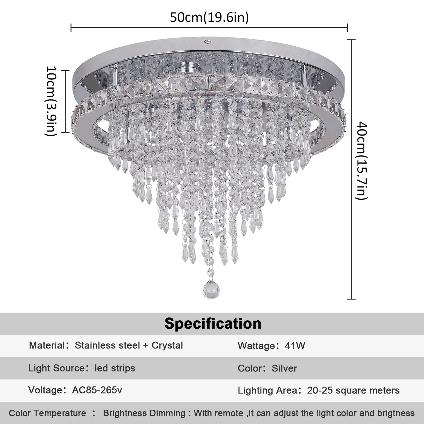 Luxury Crystal Modern LED Ceiling Chandelier Light Remote Dimming Round Ceiling Lamp for Home Decoration Indoor Hanging Lamps