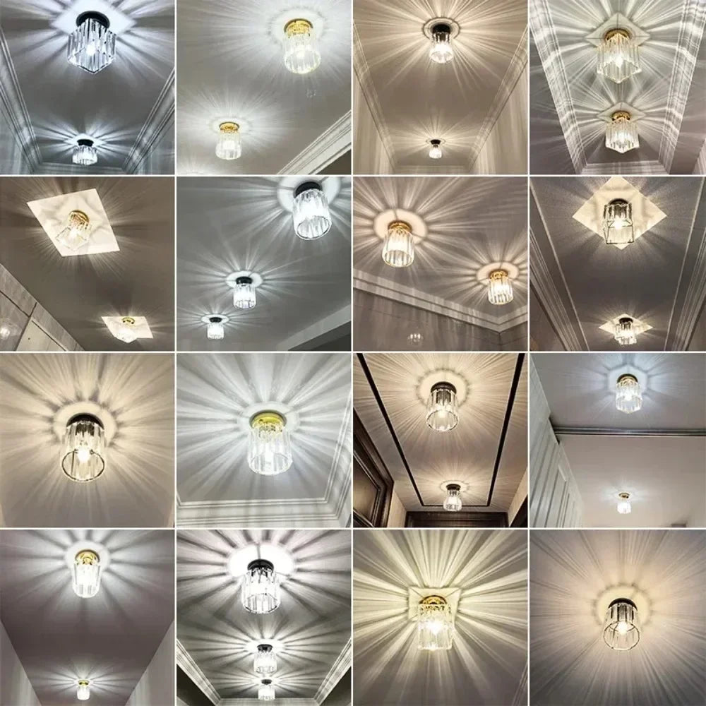 Modern Chandelier Crystal Ceiling Light Semi Flush Mount Ceiling Lighting Fixture Entrance Balcony Indoor Hang Lamp Lighting