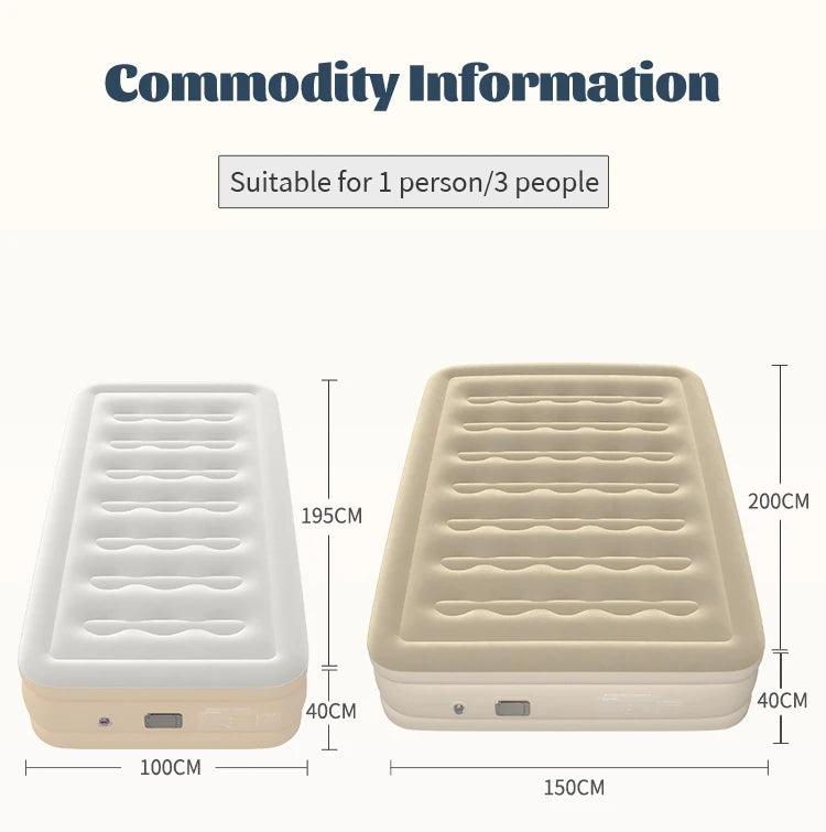 Luxury Twin Size Automatic Inflatable Mattress Camping air Bed with Carry Bags Manufacture Directly Supply
