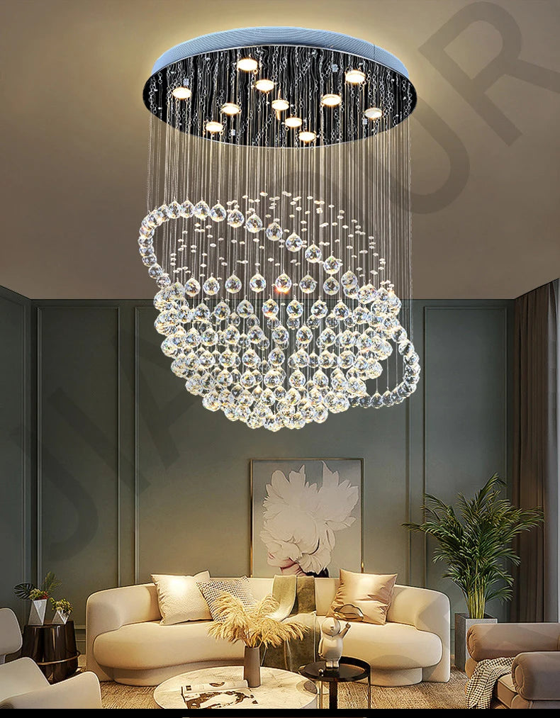 Creative Crystal Chandelier, Hotel Lobby, Restaurant, Duplex Building, Villa, High Ceiling, Living Room, Staircase, Long Chandel