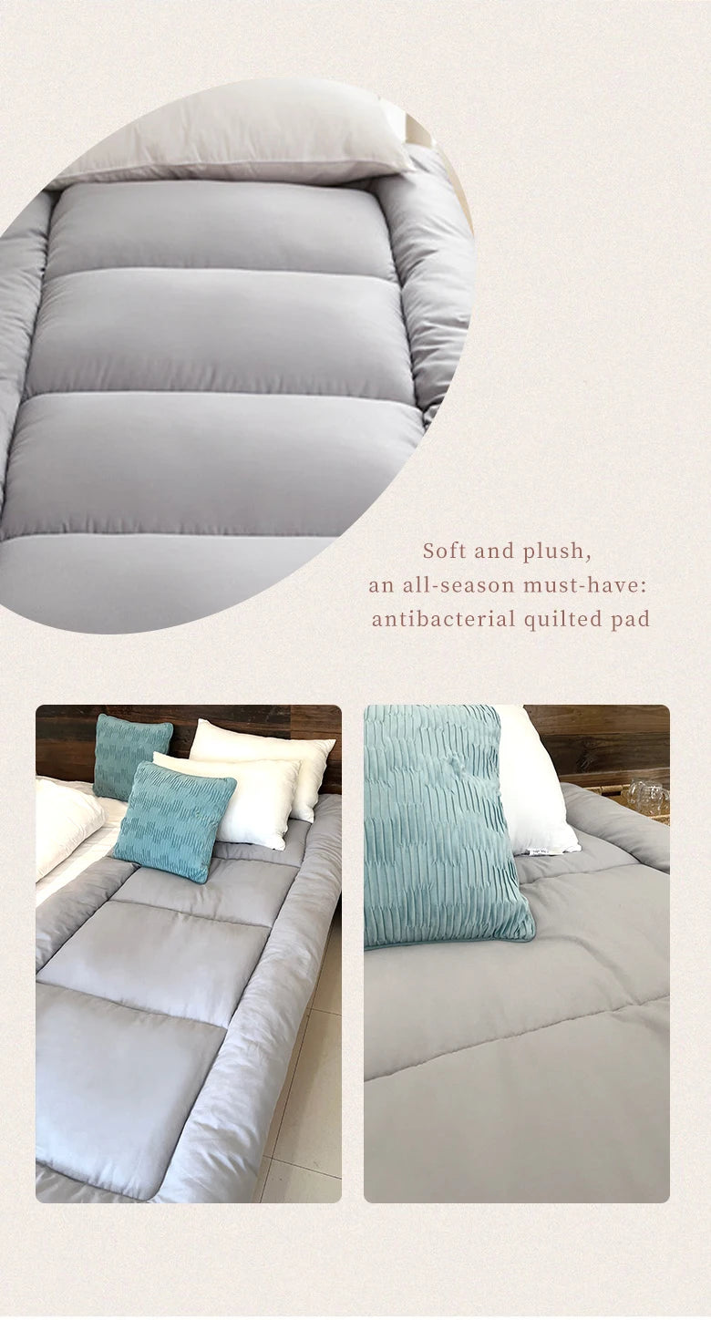 Premium Mattress Topper With Feather Velvet and Brushed Surface for Single/Double Beds Futon Sleeping Mats on the Floor Cover