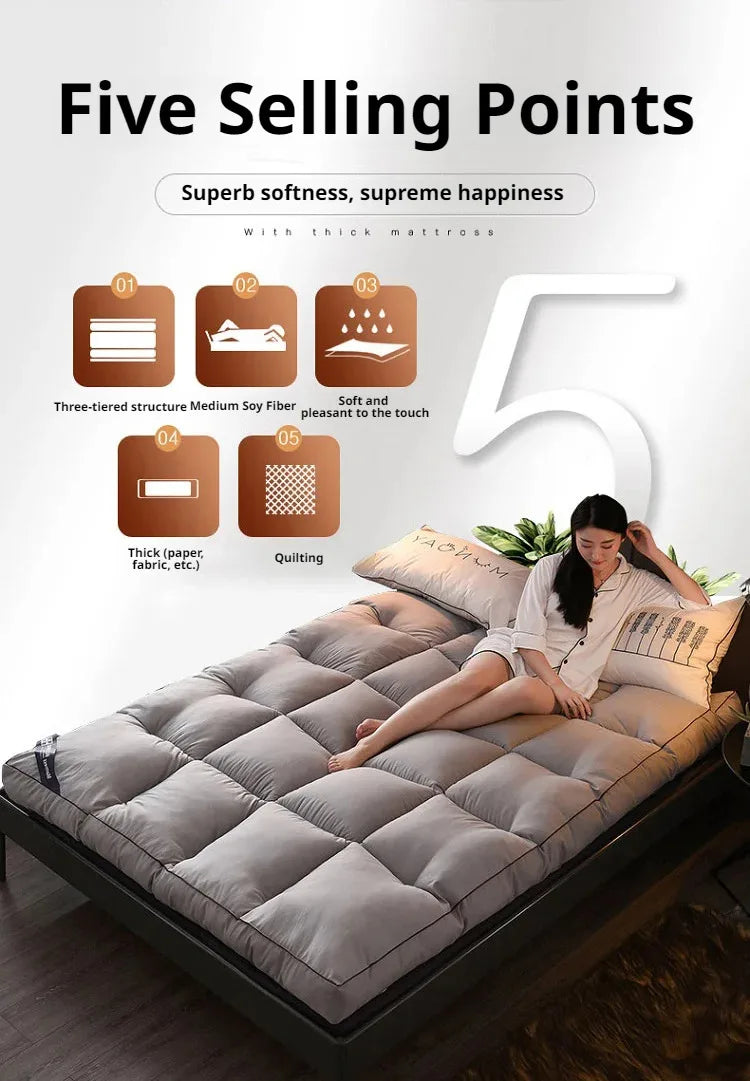 Summer thickening tatami mattress Feather down soft mattress foldable futon folding soft mattresses