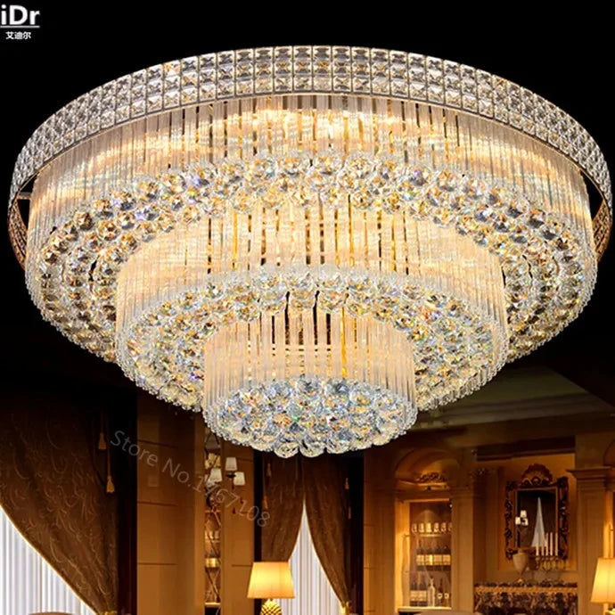 Nordic Modern Golden Round Ring Hanging Light Modern LED Crystal Ceiling Chandelier Lamp For Dinning Living Room Hall Home Decor