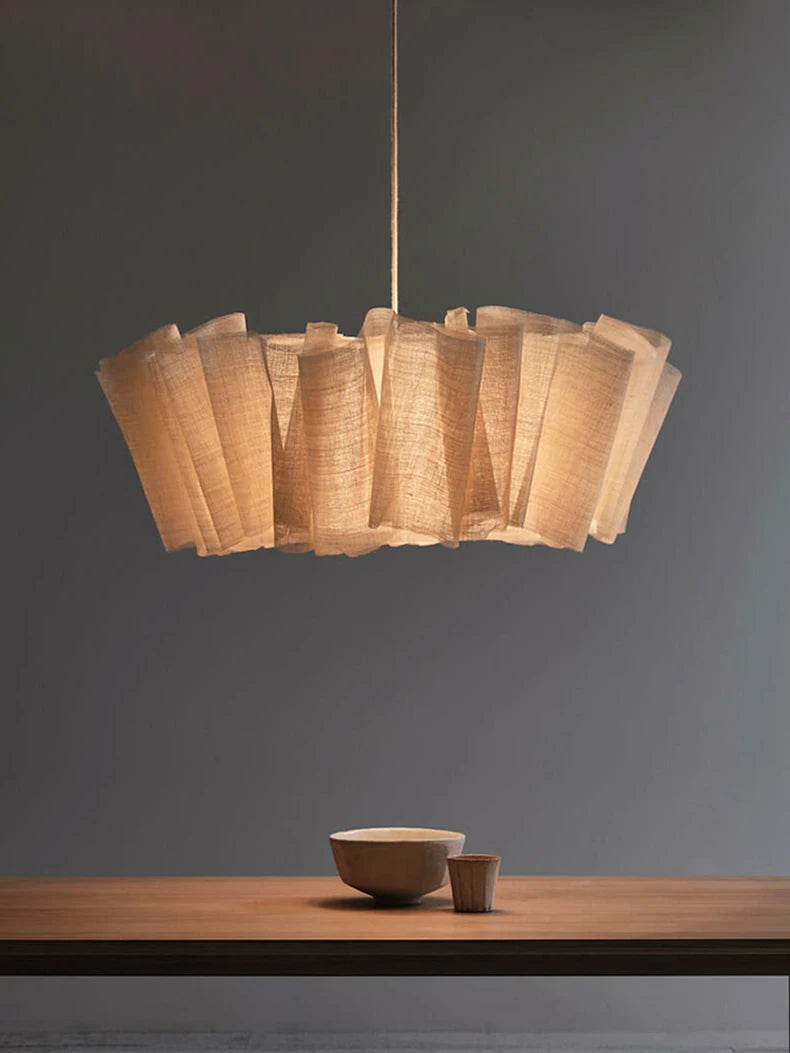 Handmade fabric LED chandelier Japanese retro study bar homestay living room fabric lighting