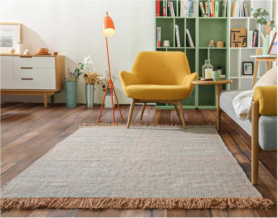 Kilim Cotton Linen Woven Carpets for Living Room Home Bedroom Rug Sofa Coffee Table Bedside Mat Modern Carpet with Tassel Tapis