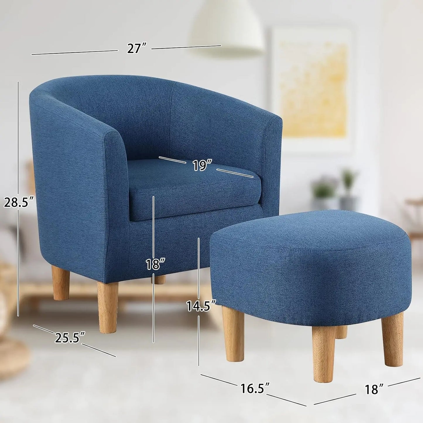Accent Chair, Sherpa Chair White Fluffy Chair Teddy Barrel Chair with Ottoman Comfy ArmChair Footrest Set