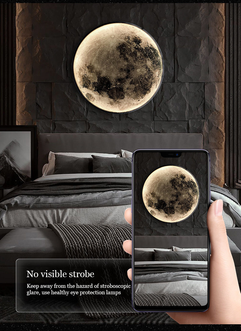 Nordic Modern Designer Art Minimalist Moon Wall Lamp Foyer Gallery Background Bedroom Bedside Roof Creative Decoration Hotel Bar