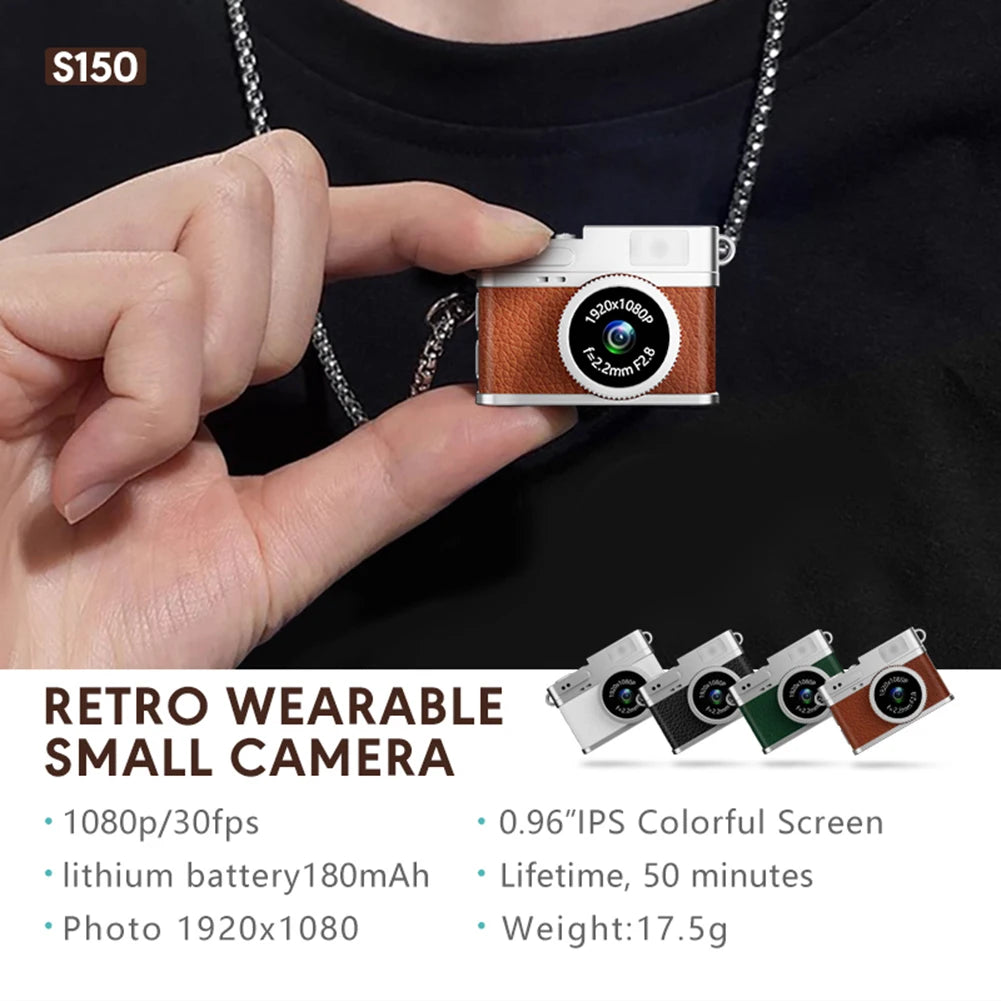 S150 Retro Digital Camera Mini Video Cam Photography Point Camera 1080P Pocket Video Recorder with LED Flash Light for Kids Toys