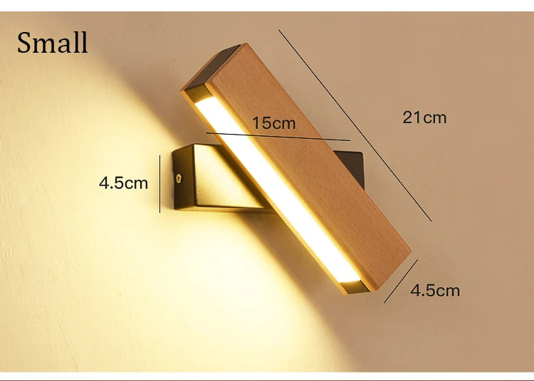 New Rotatable Wall Lamp Nordic Solid Wood LED Wall Light Simple Bedside Study Reading Adjustable Lighting Home Decor Lamps