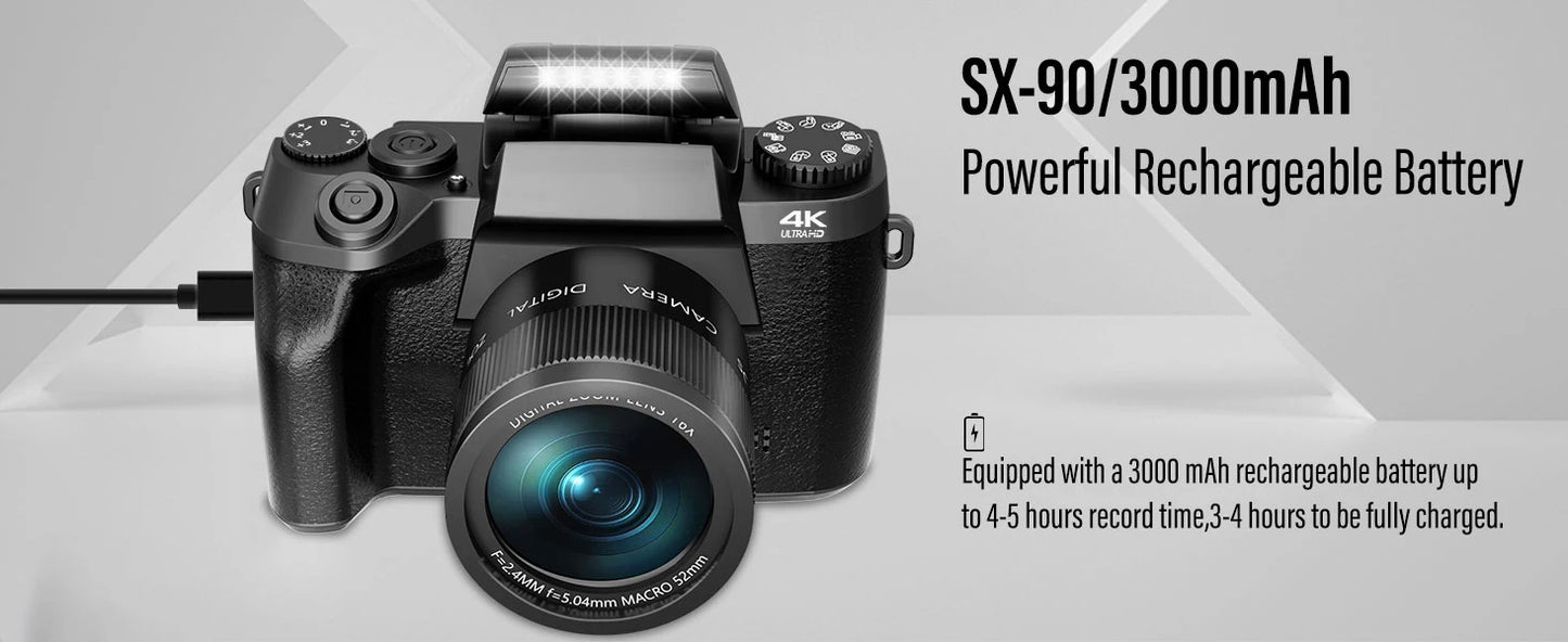 2025 16X Zoom 64MP DSLR HD WIFI Cameras 4.0 Touchscreen 4K Digital for Tiktok Photography Video Live Streaming Vlogging